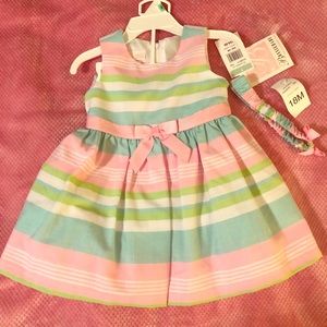 Baby Girl striped dress with bloomers. NWT